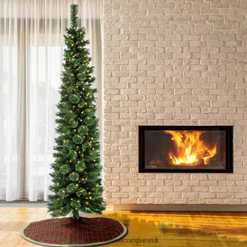 Trees | National Tree Company 7 ft Pre-Lit Curtis Pine Pencil Slim Tree with LED Lights F2L4F59